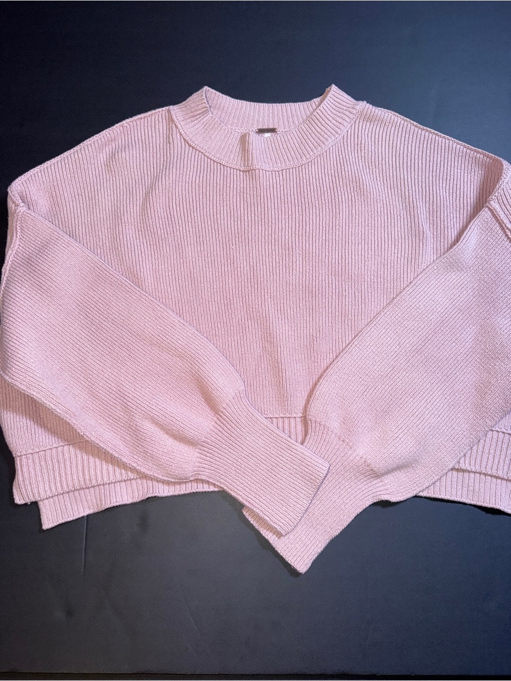 Free People Blush Pink Ribbed Crewneck Sweater